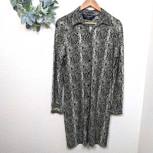 Norma Kamali Snake Skin Button Front Midi Dress